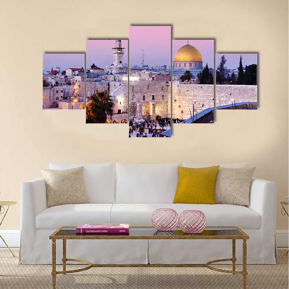 Dome of the Rock and Western Wall in Jerusalem, Israel multi panel canvas wall art
