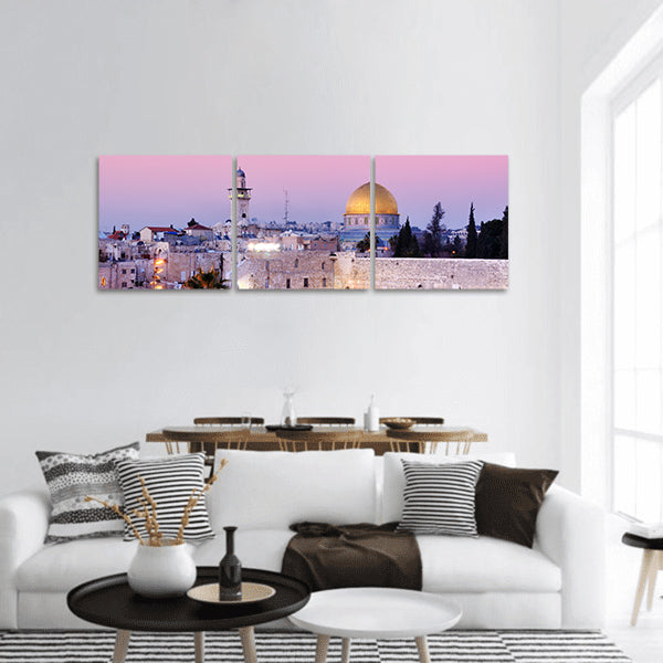 Dome of the Rock and Western Wall in Jerusalem, Israel panoramic canvas wall art