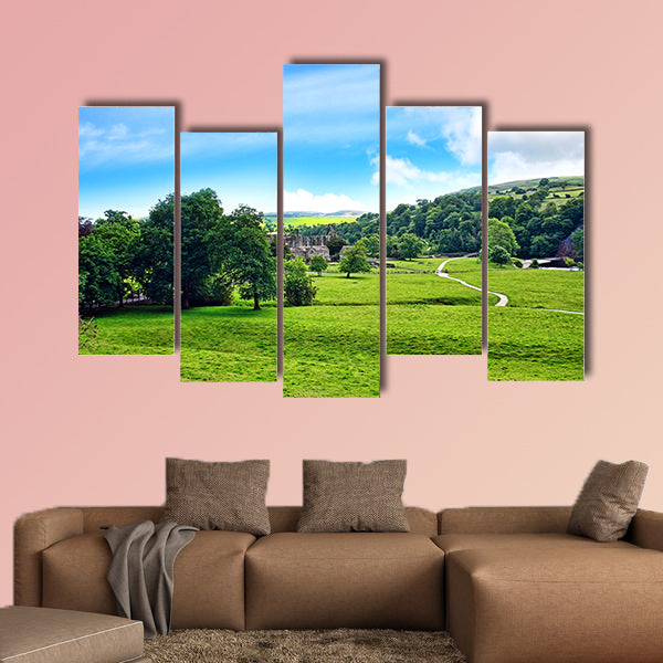 The Bolton Abbey in North Yorkshire, England multi panel canvas wall art