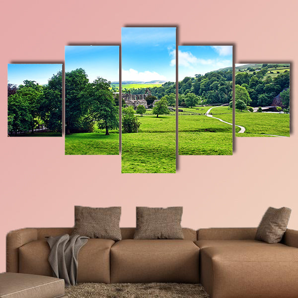 The Bolton Abbey in North Yorkshire, England multi panel canvas wall art