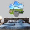 Yorskshire Dales on a beautiful sunny day hexagonal canvas wall art