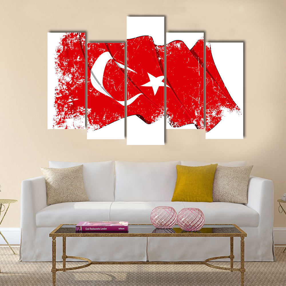 Beautiful Turkey flag  Multi panel canvas wall art