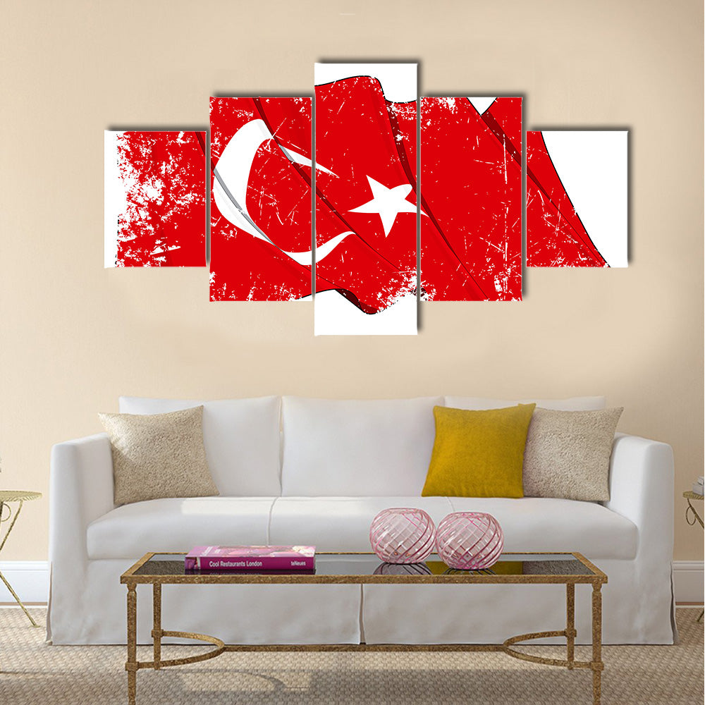 Beautiful Turkey flag  Multi panel canvas wall art