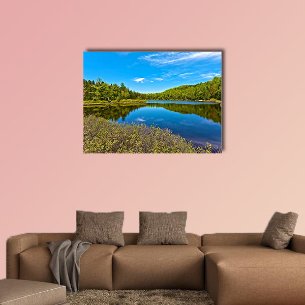 Panorama lake of sacacomie in quebec Canada Multi panel canvas wall art