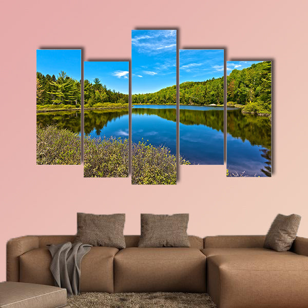 Panorama lake of sacacomie in quebec Canada Multi panel canvas wall art
