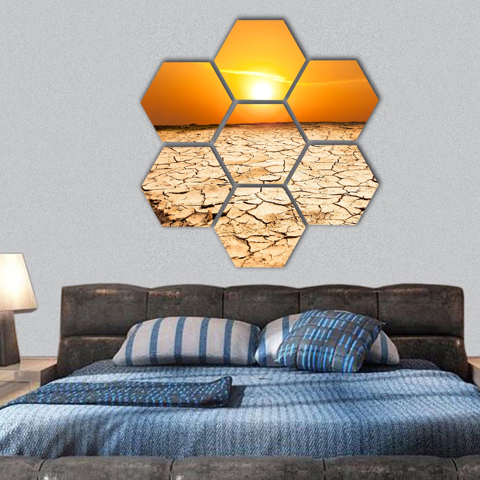 Drought land and hot weather hexagonal canvas wall art