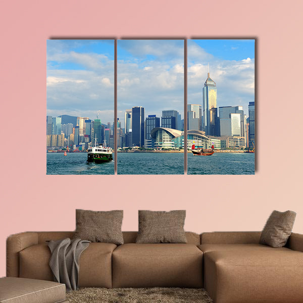 Urban architecture in Hong Kong Victoria Harbor multi panel canvas wall art