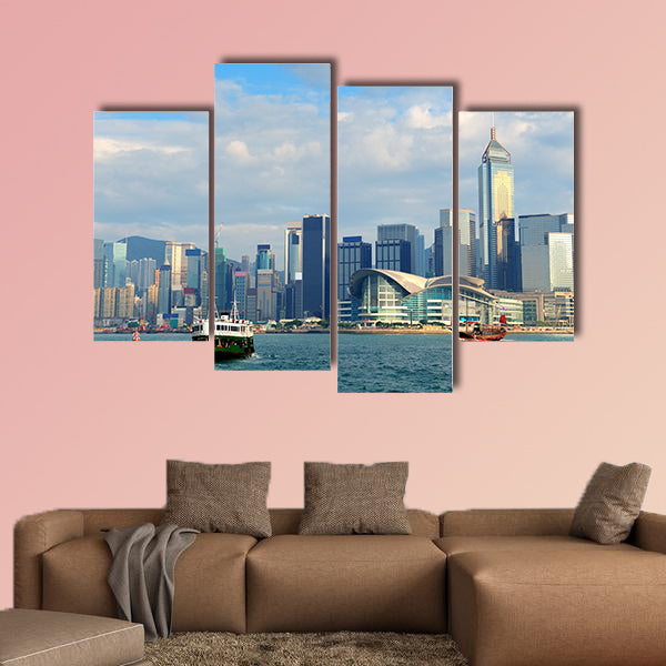 Urban architecture in Hong Kong Victoria Harbor multi panel canvas wall art