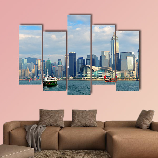 Urban architecture in Hong Kong Victoria Harbor multi panel canvas wall art