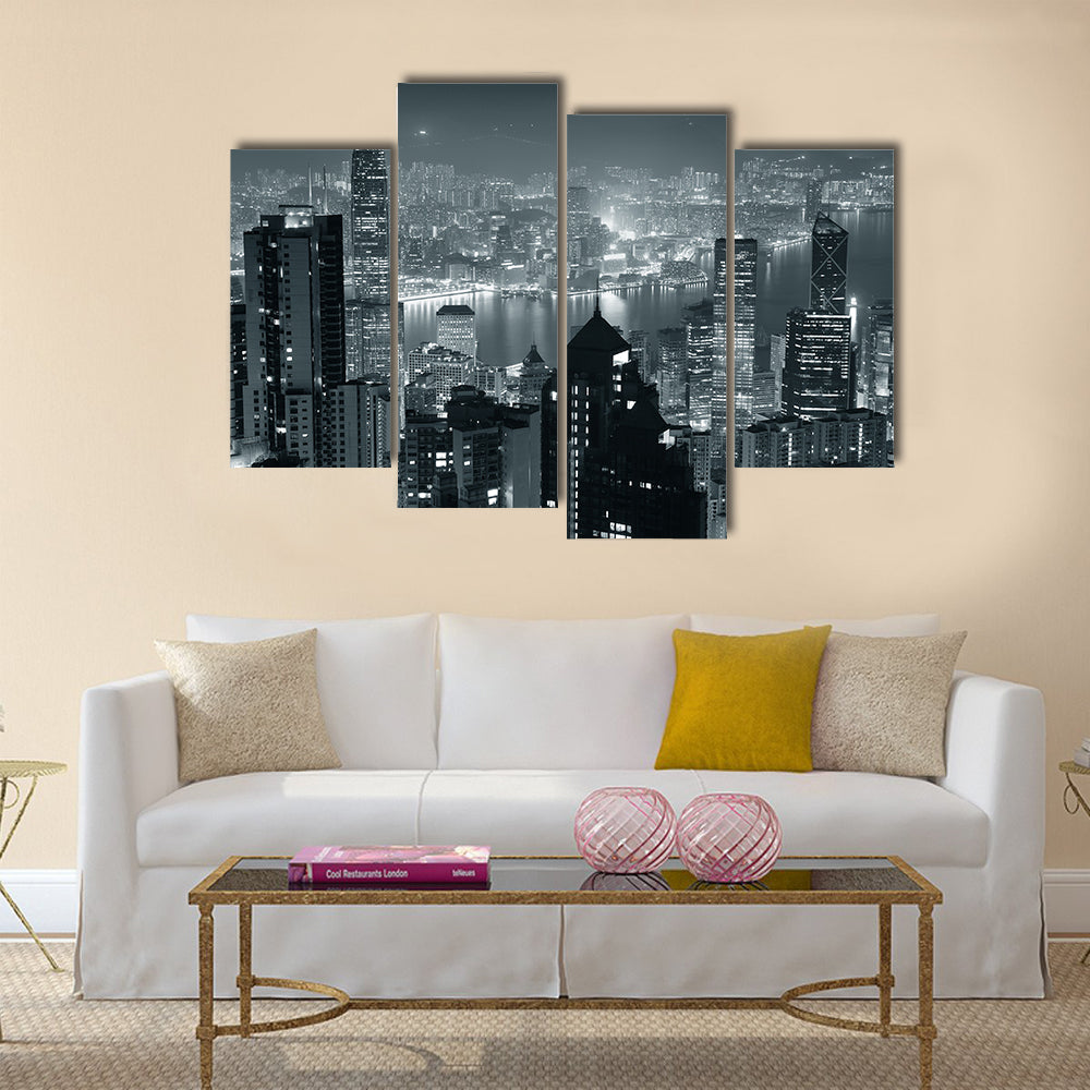 Hong Kong city skyline at night multi panel canvas wall art