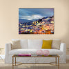 blue town sunset general view located at Morocco multi panel canvas wall art