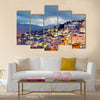 blue town sunset general view located at Morocco multi panel canvas wall art