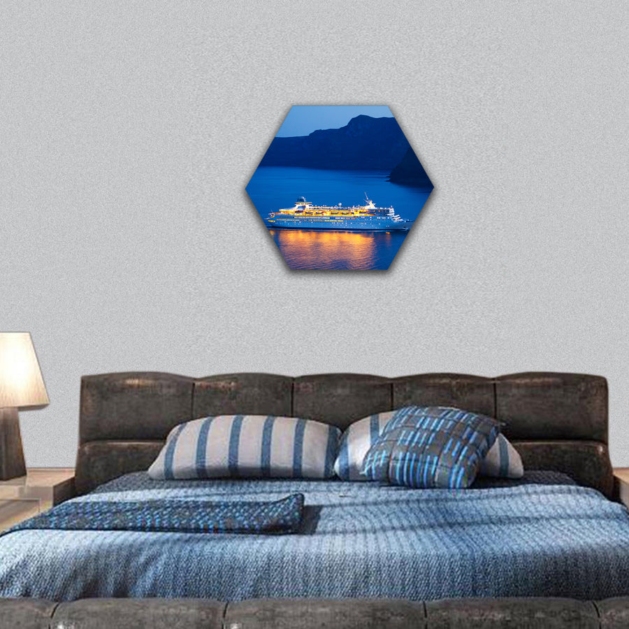 Luxury Cruise Ship at Sunset hexagonal canvas wall art