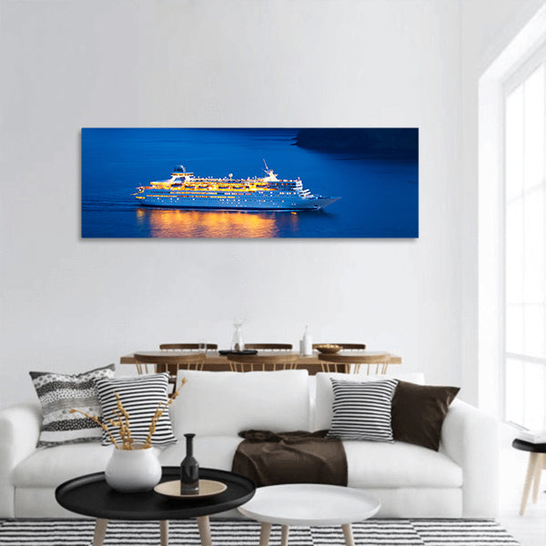 Luxury Cruise Ship at Sunset panoramic canvas wall art