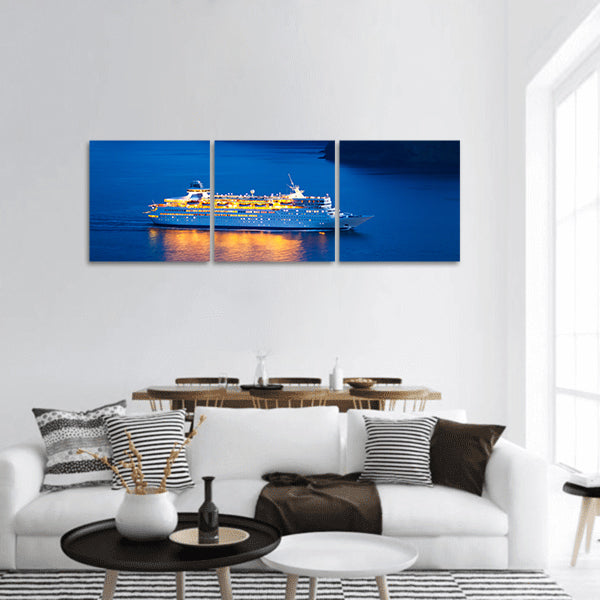 Luxury Cruise Ship at Sunset panoramic canvas wall art