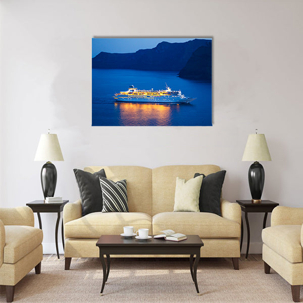 Luxury Cruise Ship at Sunset Multi Panel Canvas Wall Art