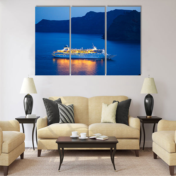 Luxury Cruise Ship at Sunset Multi Panel Canvas Wall Art