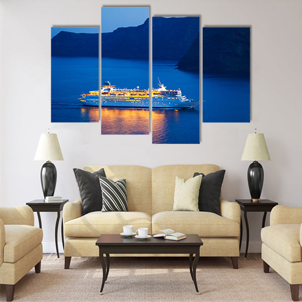 Luxury Cruise Ship at Sunset Multi Panel Canvas Wall Art