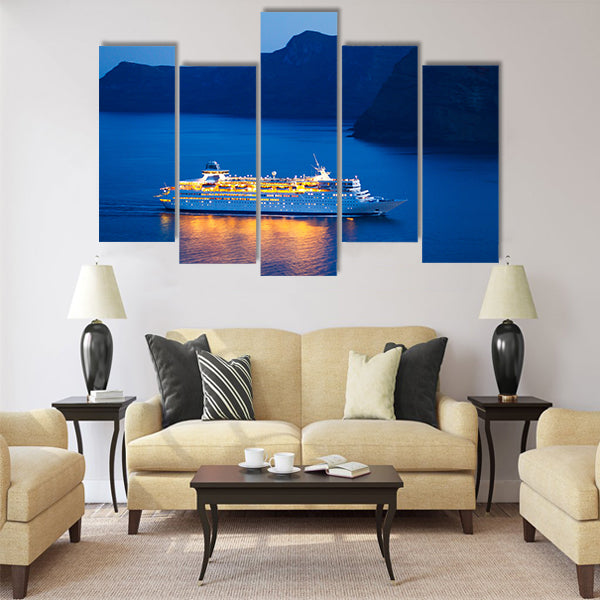 Luxury Cruise Ship at Sunset Multi Panel Canvas Wall Art