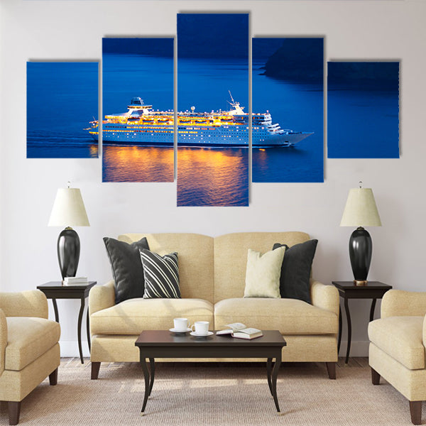 Luxury Cruise Ship at Sunset Multi Panel Canvas Wall Art