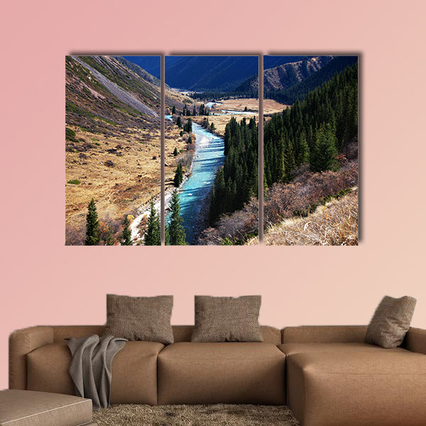 The Chilik River in Tyan-Shan Mountains, Kazakhstan multi panel canvas wall art