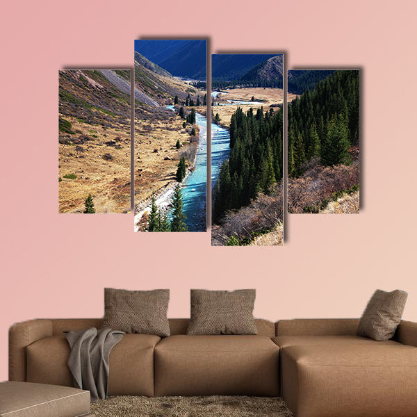 The Chilik River in Tyan-Shan Mountains, Kazakhstan multi panel canvas wall art