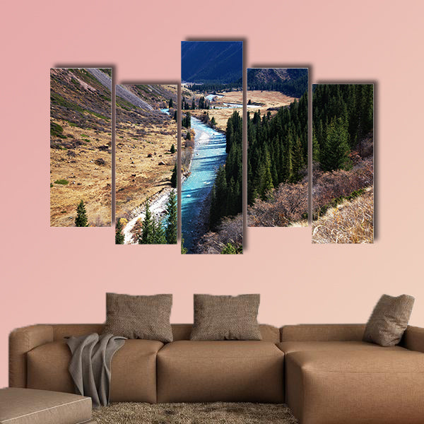 The Chilik River in Tyan-Shan Mountains, Kazakhstan multi panel canvas wall art