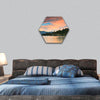 Lake Tahoe after sunset hexagonal canvas wall art