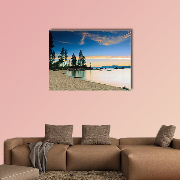 Lake Tahoe after sunset multi panel canvas wall art