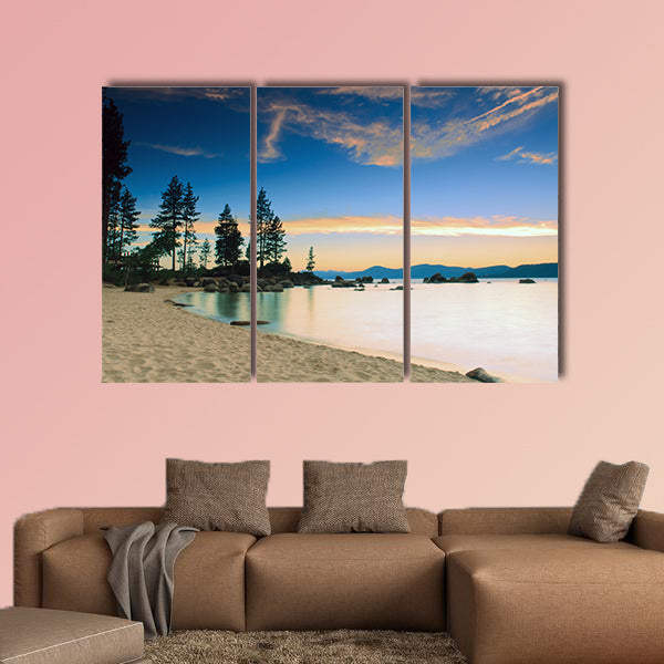 Lake Tahoe after sunset multi panel canvas wall art