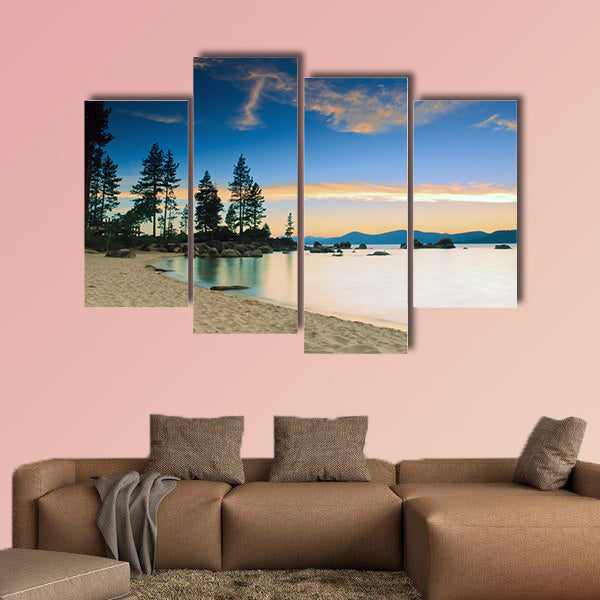 Lake Tahoe after sunset multi panel canvas wall art