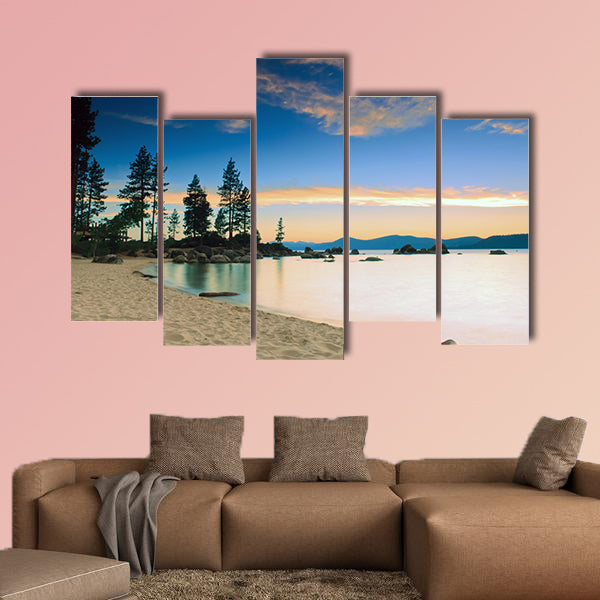 Lake Tahoe after sunset multi panel canvas wall art