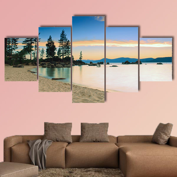 Lake Tahoe after sunset multi panel canvas wall art