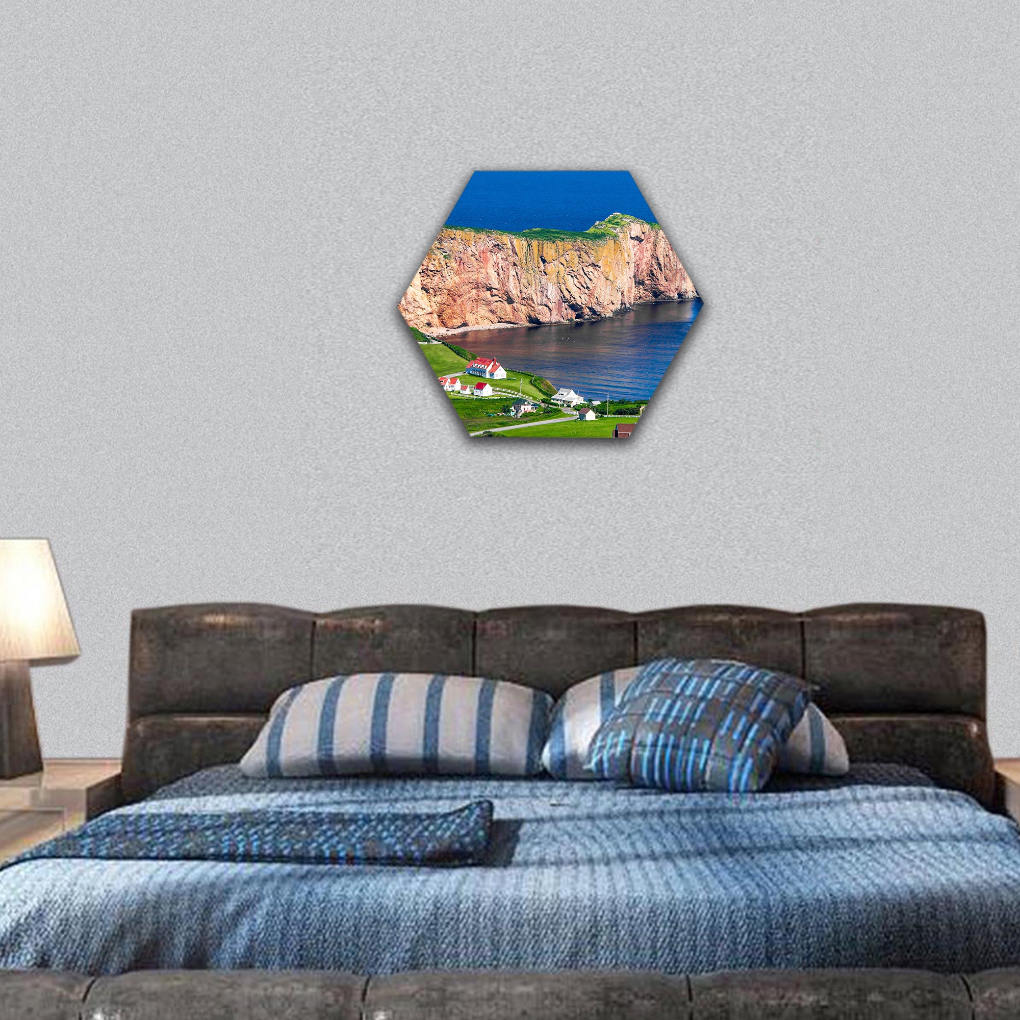 Perce Rock in Gaspe Quebec hexagonal canvas wall art