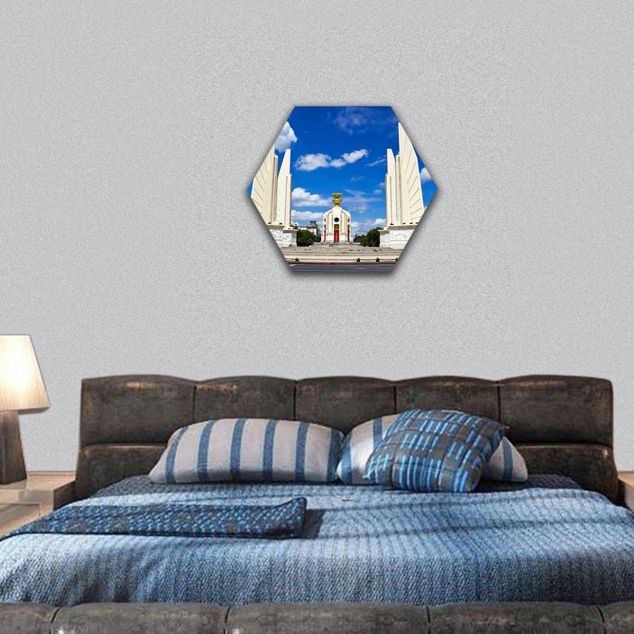 Democracy monument with blue sky Thailand hexagonal canvas wall art