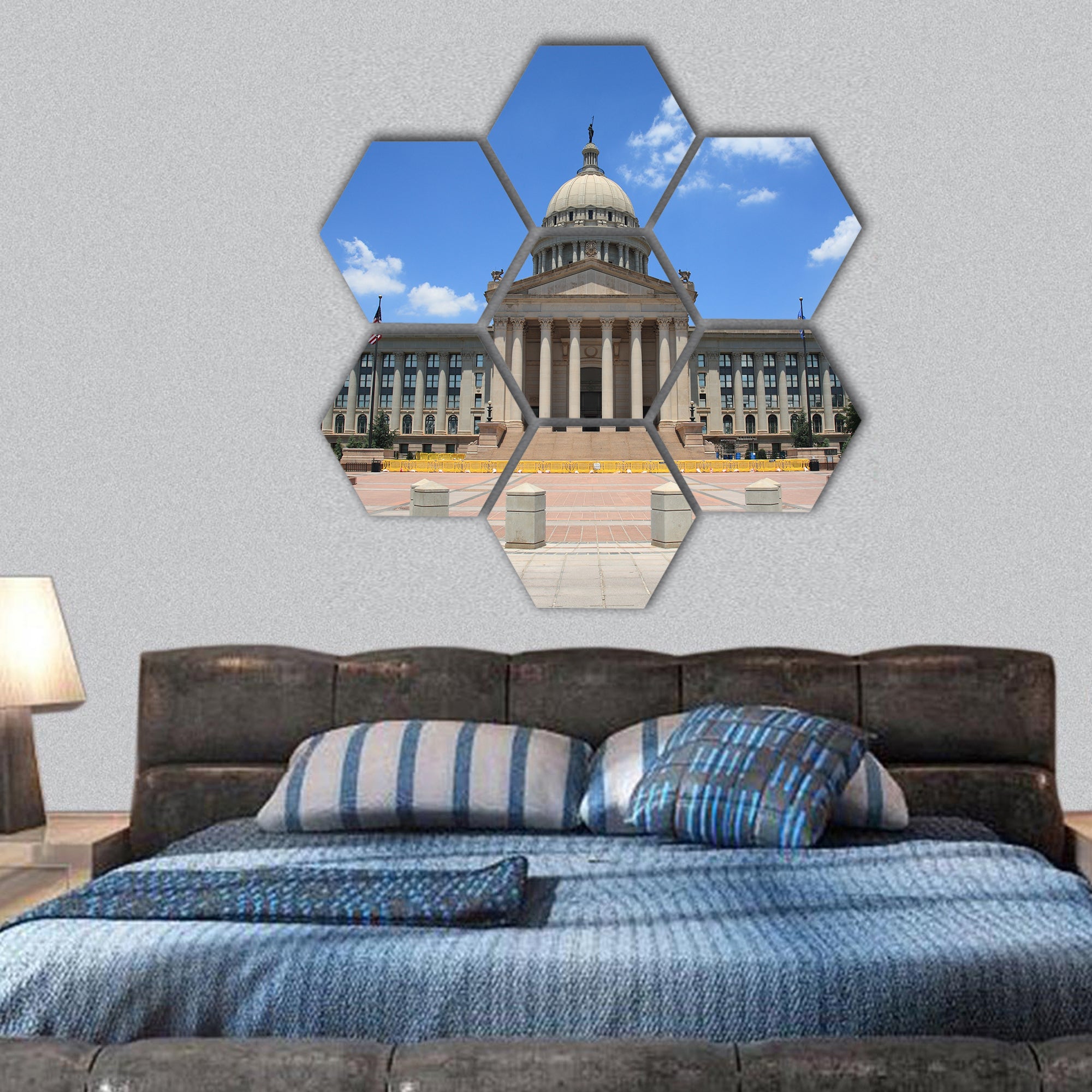State capitol building in Oklahoma City, dome columns hexagonal canvas wall art