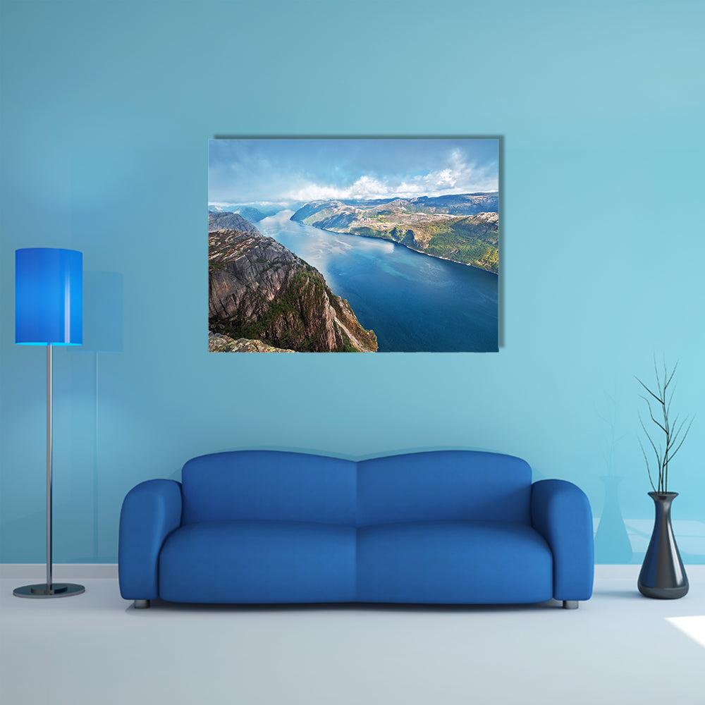 Lysefjord view from Preikestolen cliff in Norway multi panel canvas wall art