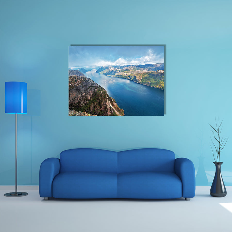 Lysefjord view from Preikestolen cliff in Norway multi panel canvas wall art