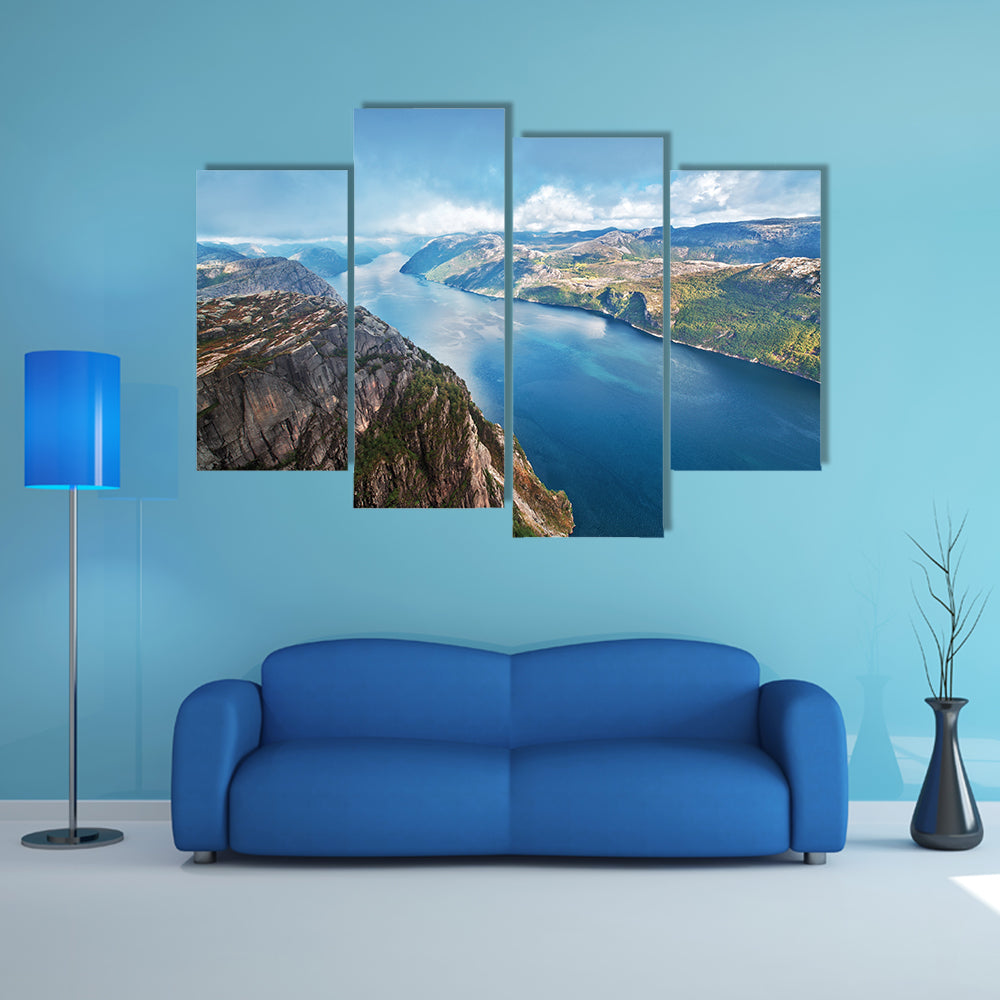 Lysefjord view from Preikestolen cliff in Norway multi panel canvas wall art