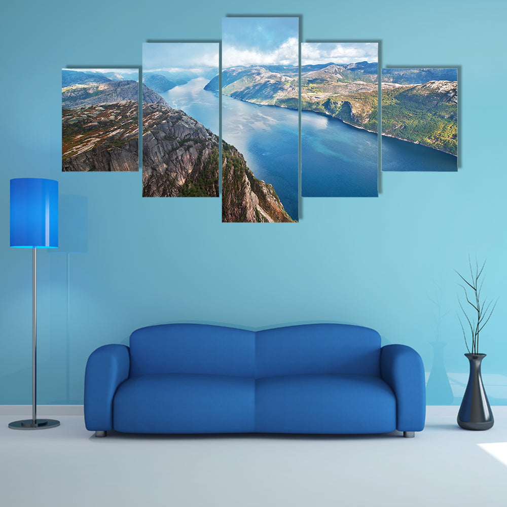 Lysefjord view from Preikestolen cliff in Norway multi panel canvas wall art