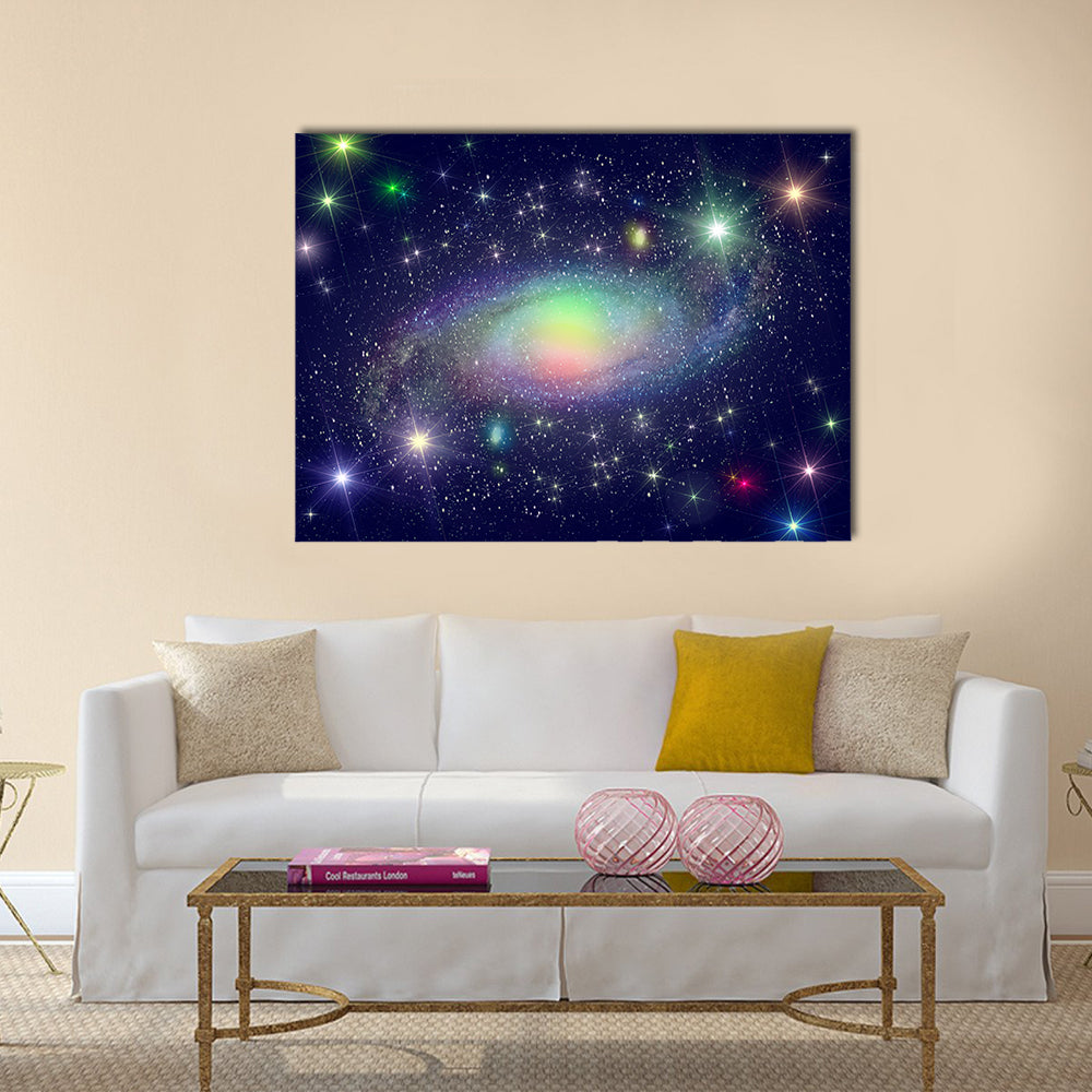 Stars and spiral galaxy in deep space Multi Panel Canvas Wall Art