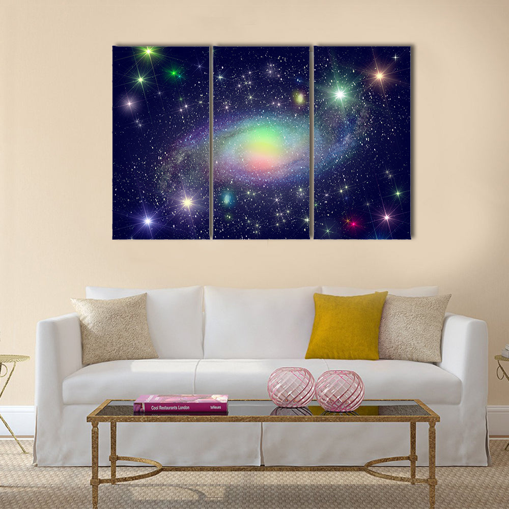 Stars and spiral galaxy in deep space Multi Panel Canvas Wall Art
