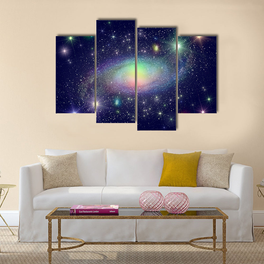 Stars and spiral galaxy in deep space Multi Panel Canvas Wall Art