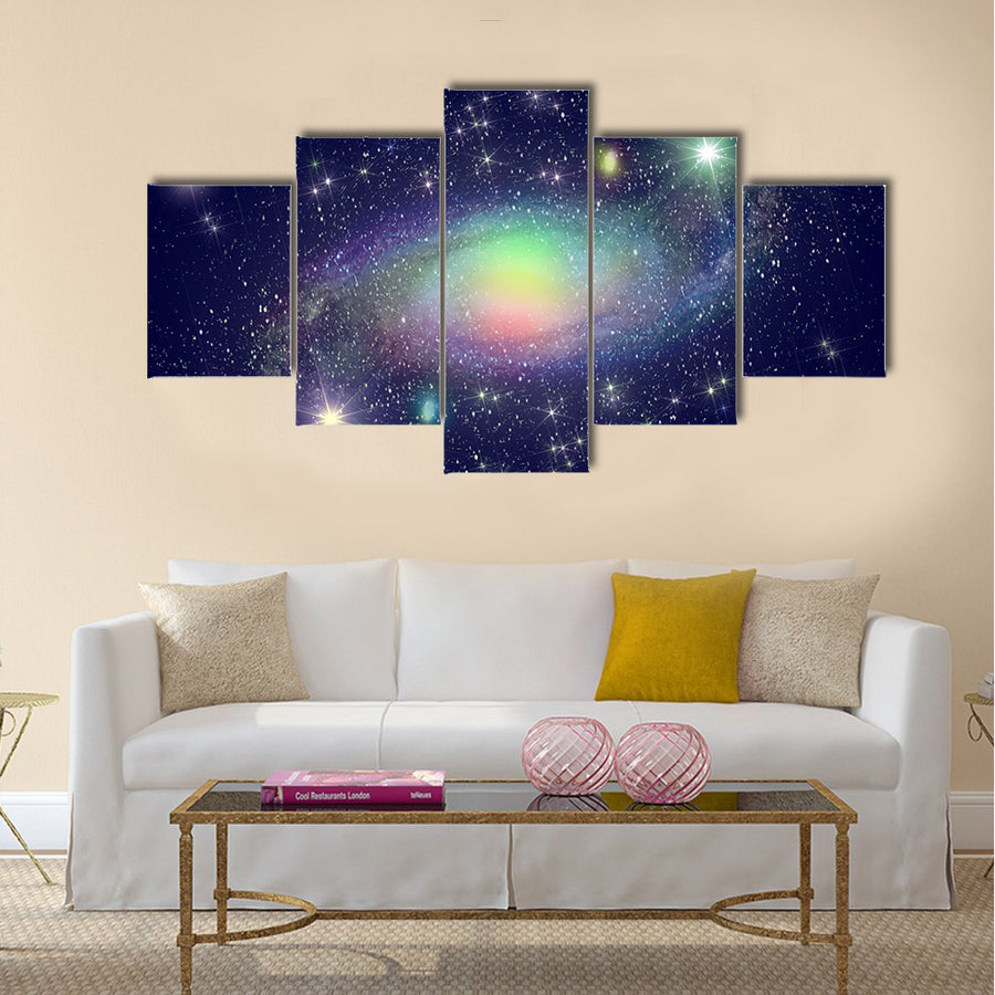 Stars and spiral galaxy in deep space Multi Panel Canvas Wall Art