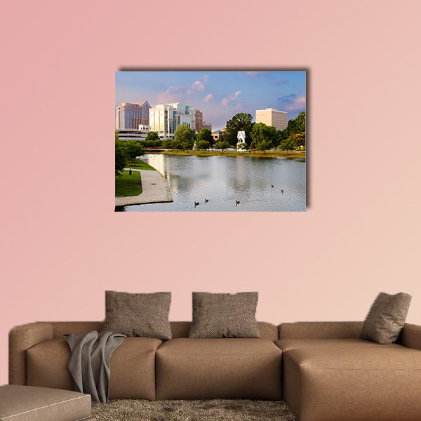 Cityscape scene of downtown Huntsville, Alabama multi panel canvas wall art