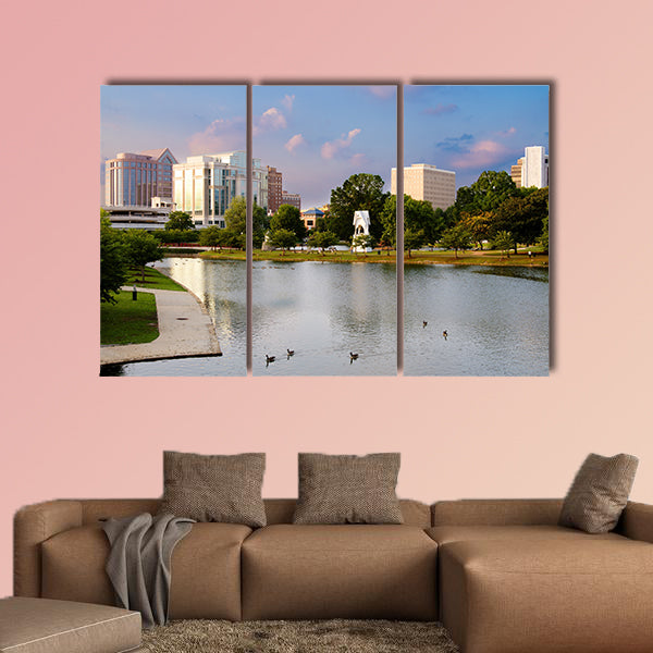 Cityscape scene of downtown Huntsville, Alabama multi panel canvas wall art