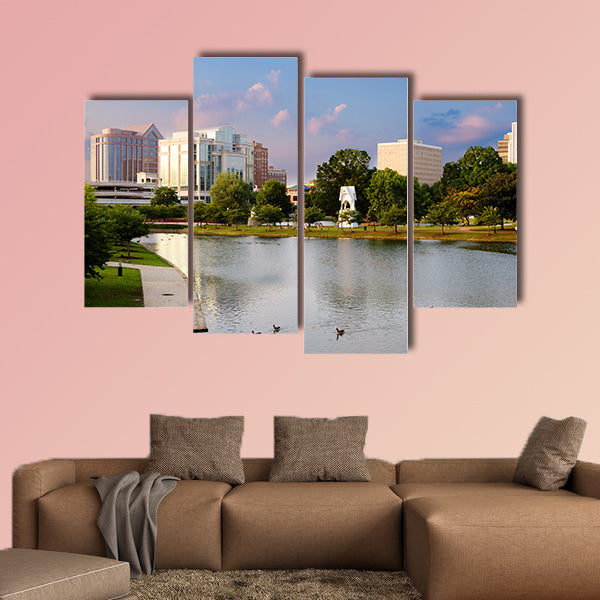 Cityscape scene of downtown Huntsville, Alabama multi panel canvas wall art