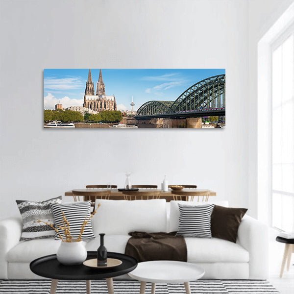 Wonderful view of Cologne over the Rhein river panoramic canvas wall art