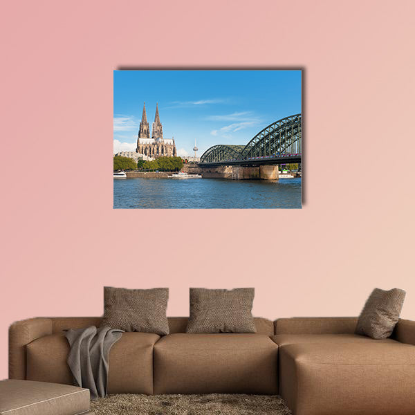 Wonderful view of Cologne over the Rheine River multi panel canvas wall art