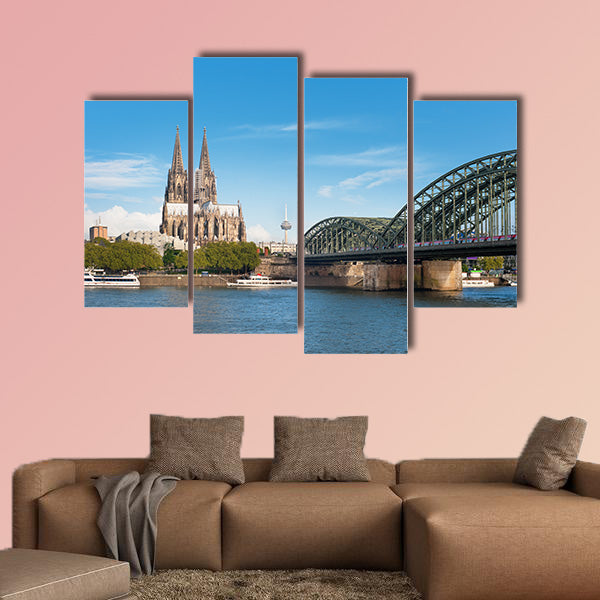 Wonderful view of Cologne over the Rheine River multi panel canvas wall art